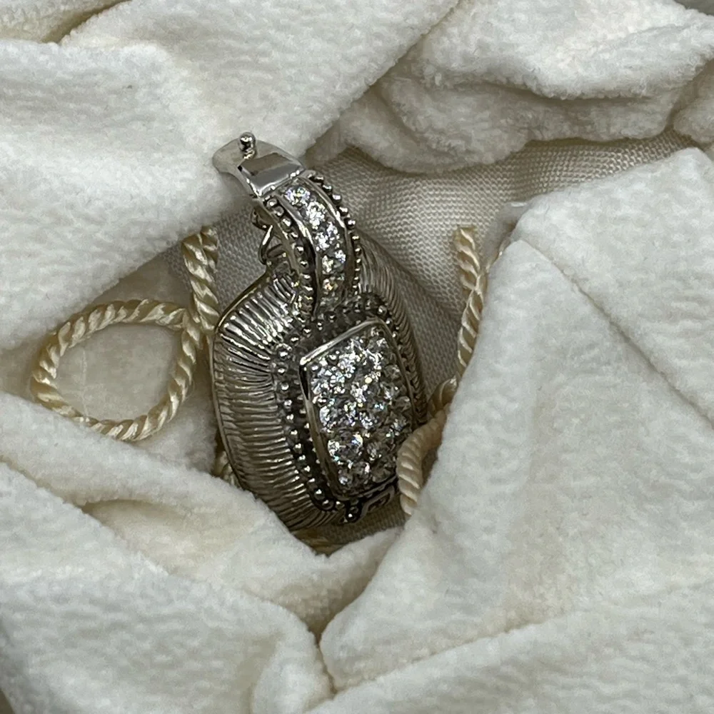 Vintage Judith Ripka Sterling Silver CZ Cluster Enhancer Pendant - Picture 9 of 16